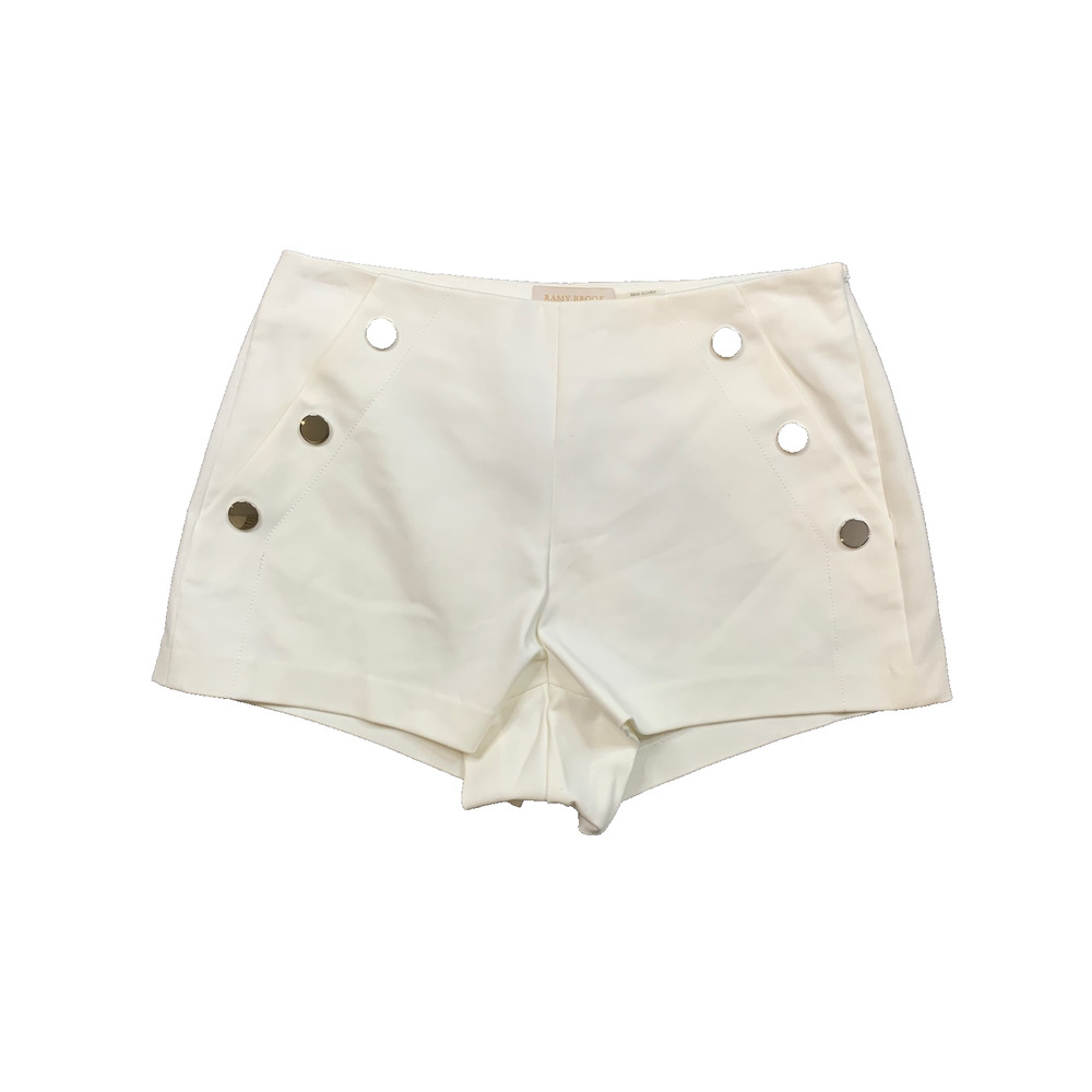 Ramy Brook Shorts Womens 0 White Drew Button Detail High Waisted Sailor Tailored